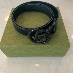 Gucci Black Belt with Silver GG Buckle